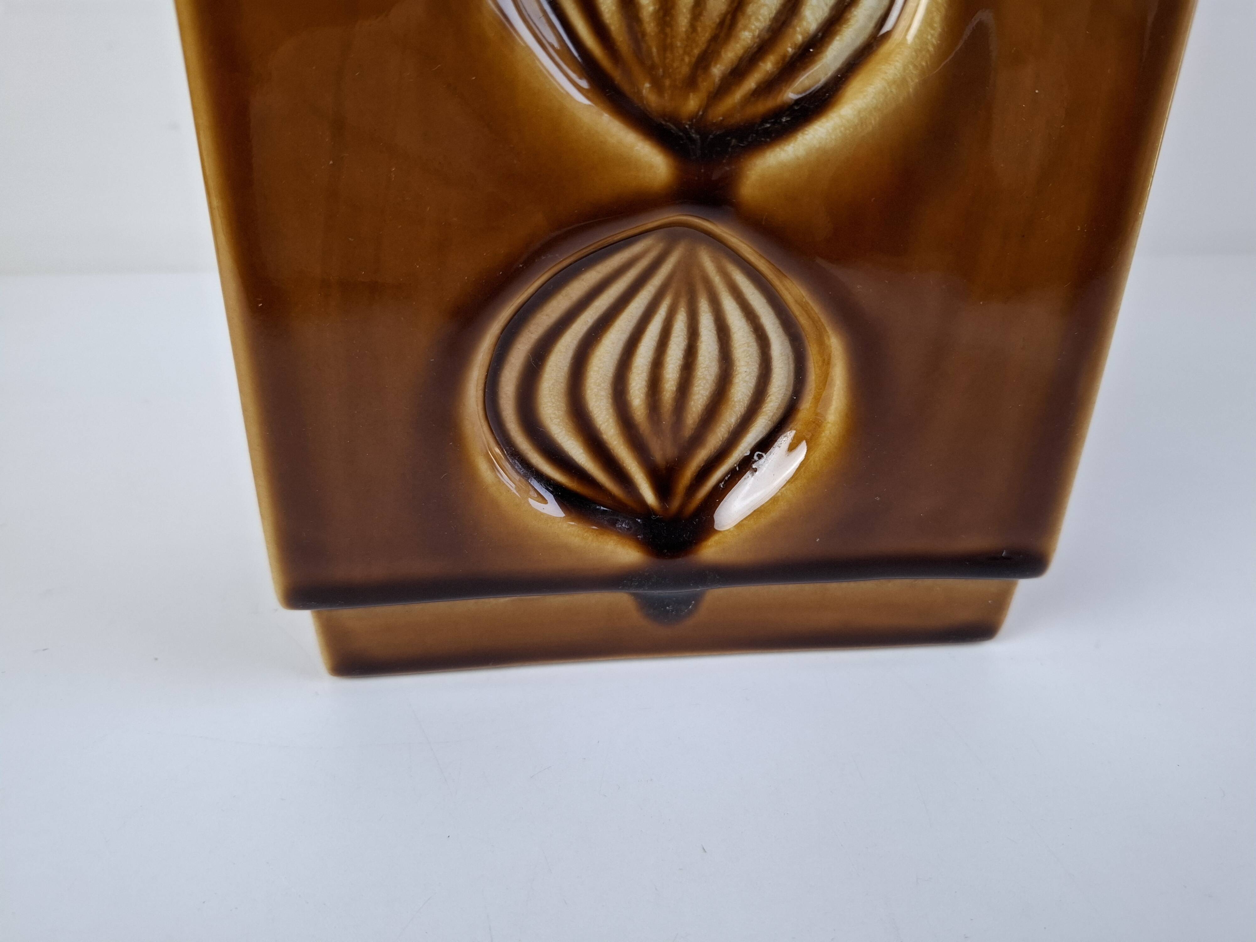 Mid Century Czech Brown Ceramic Vase Ditmar Urbach, 1960's.