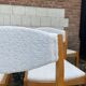 Six vintage 70s Baumann style chairs white buckle fabric