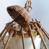 Louis Sognot style vintage rattan cage hnaging