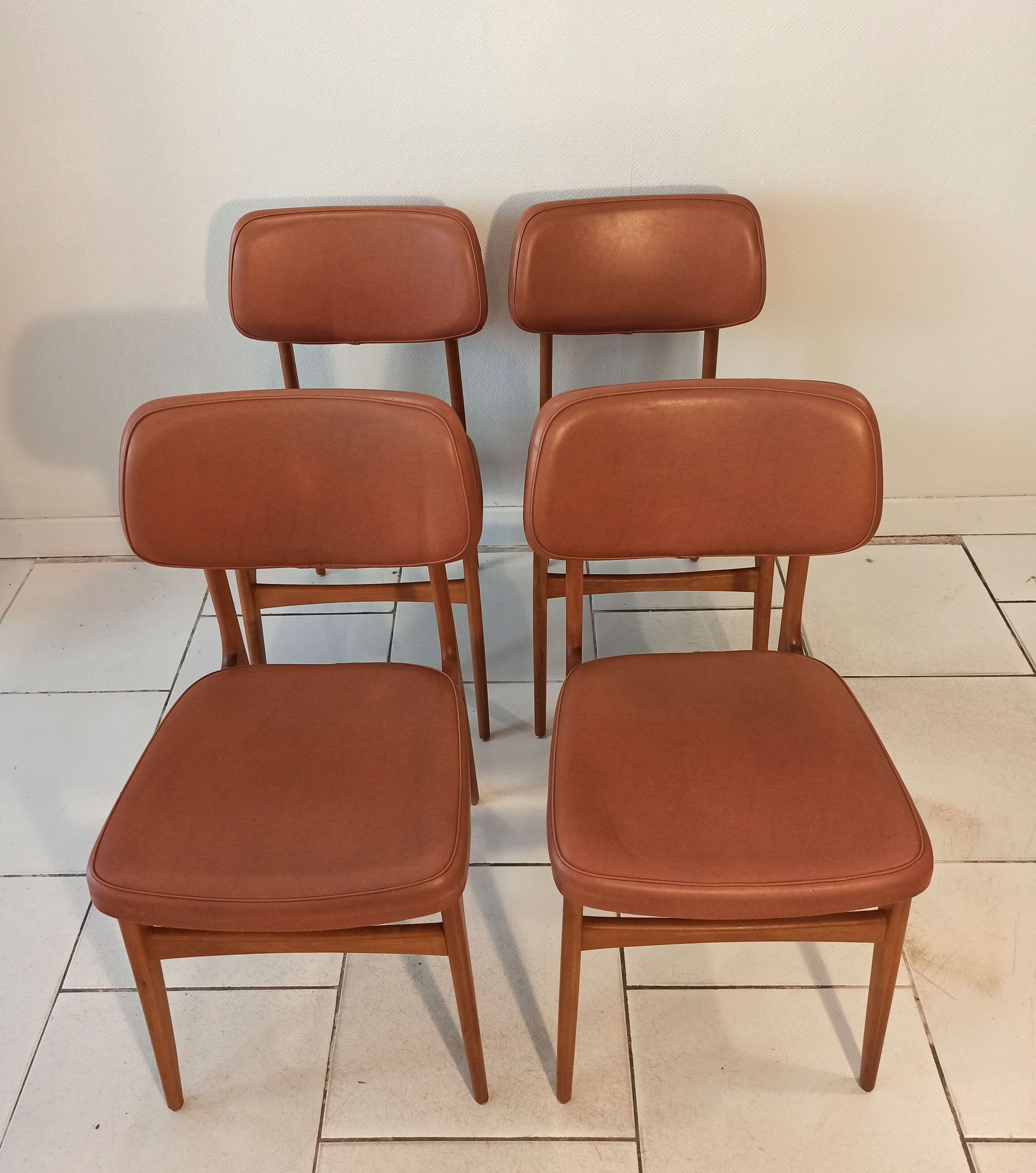 Set of 4 stella chairs vintage Scandinavian style 1960s