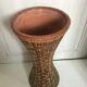 Vase diabolo en rotin tressé 40cm