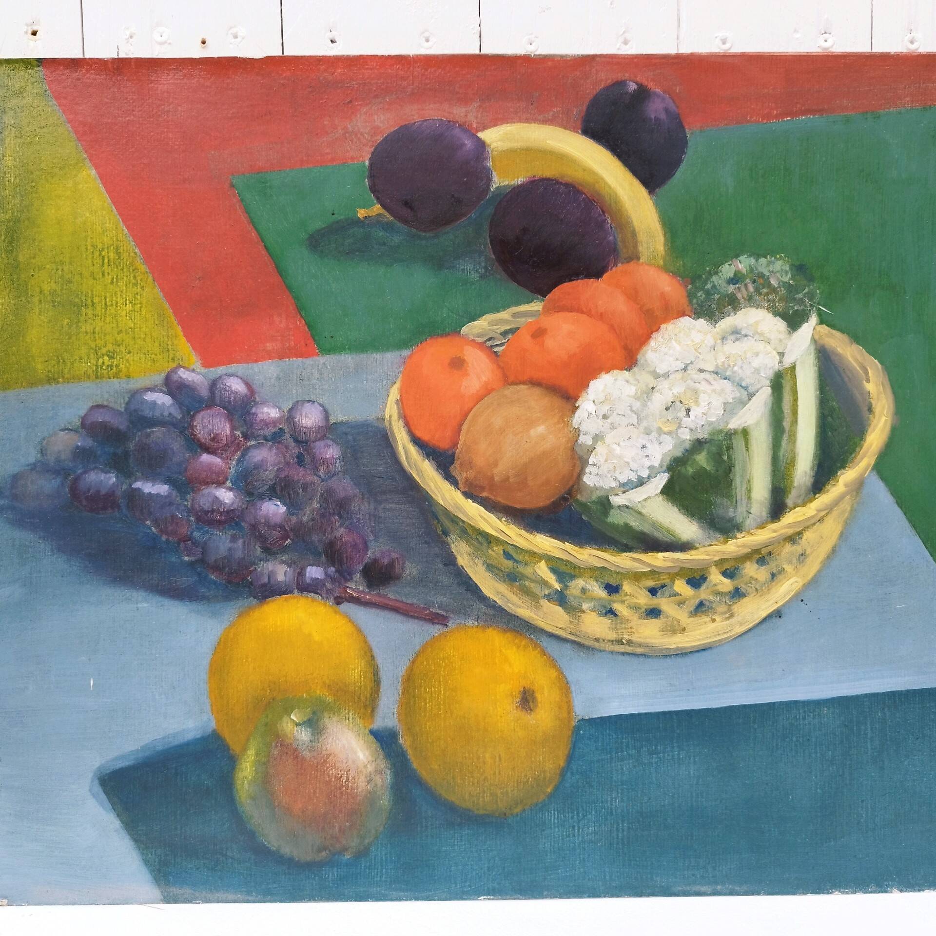 Still life oil on cardboard signed Rollason
