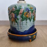 Antique Victorian Art Majolica Earthenware Cheese Cover with Dish
