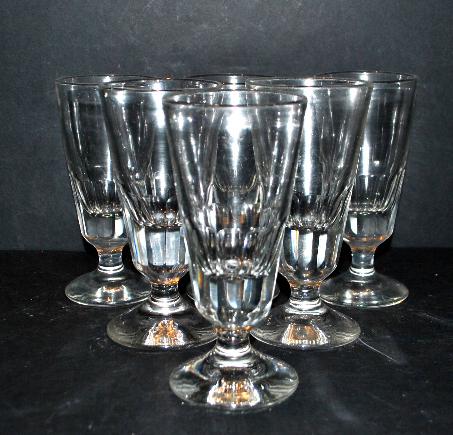Series of 6 mazagran bistrot coffee glasses in thick glass 1900-1920