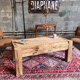 Artisanal vintage coffee table in solid wood