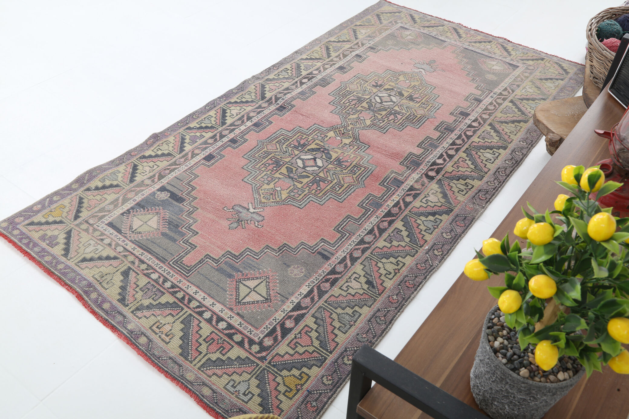 Dusty Pink Wool Turkish Rug