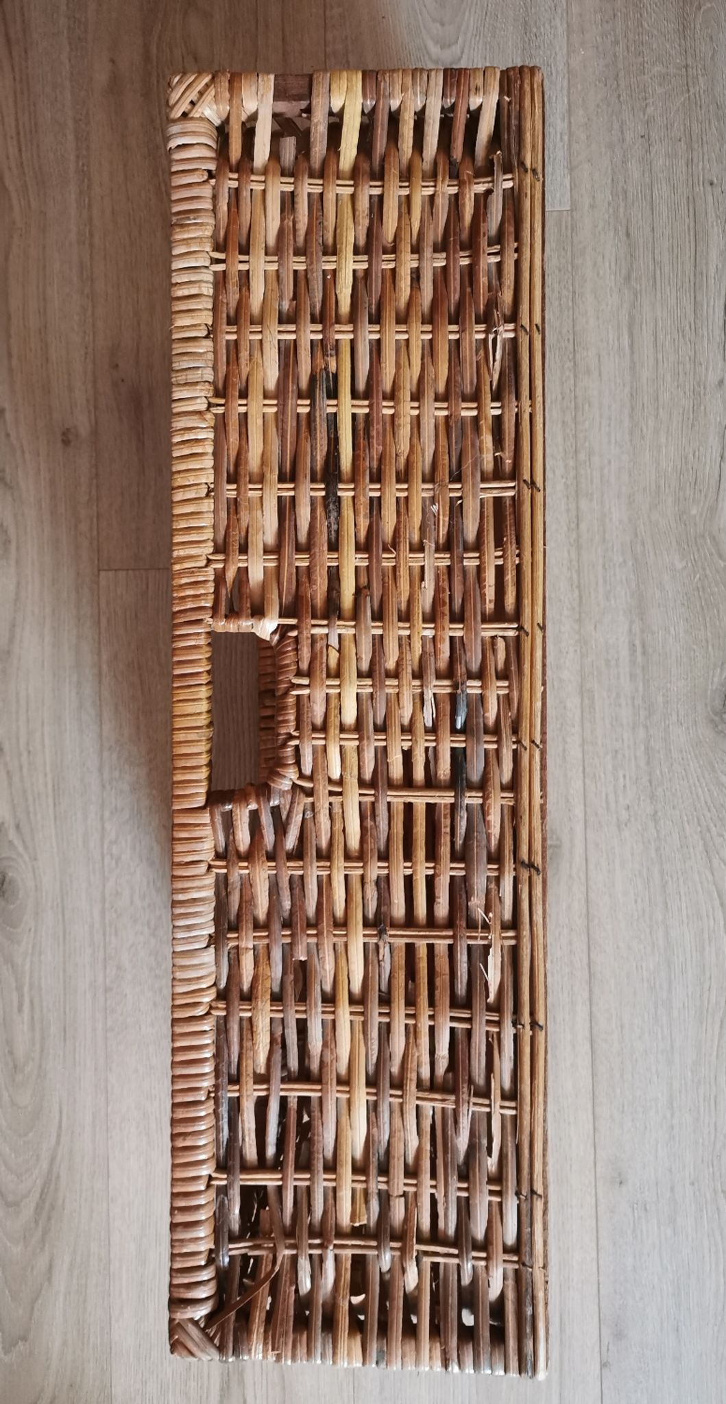 Grand tiroir panier osier rotin vintage ancien
