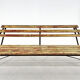 Vintage Industrial Slatted Bench with Original Patina