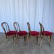 Set of 4 Vintage Bentwood Bistro Chairs, Red Upholstery