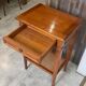 Occasional table in cherry wood, 1 drawer, 1 cane shelf, 1950.