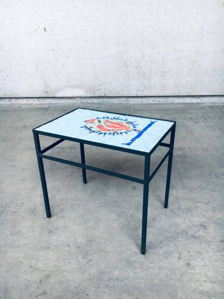 Vintage Mosaic Tile Side Table, Belgium, 1960s