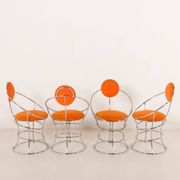 Italian Space Age dining table with 4 chairs attributed to Giotto Stoppino, 1970s