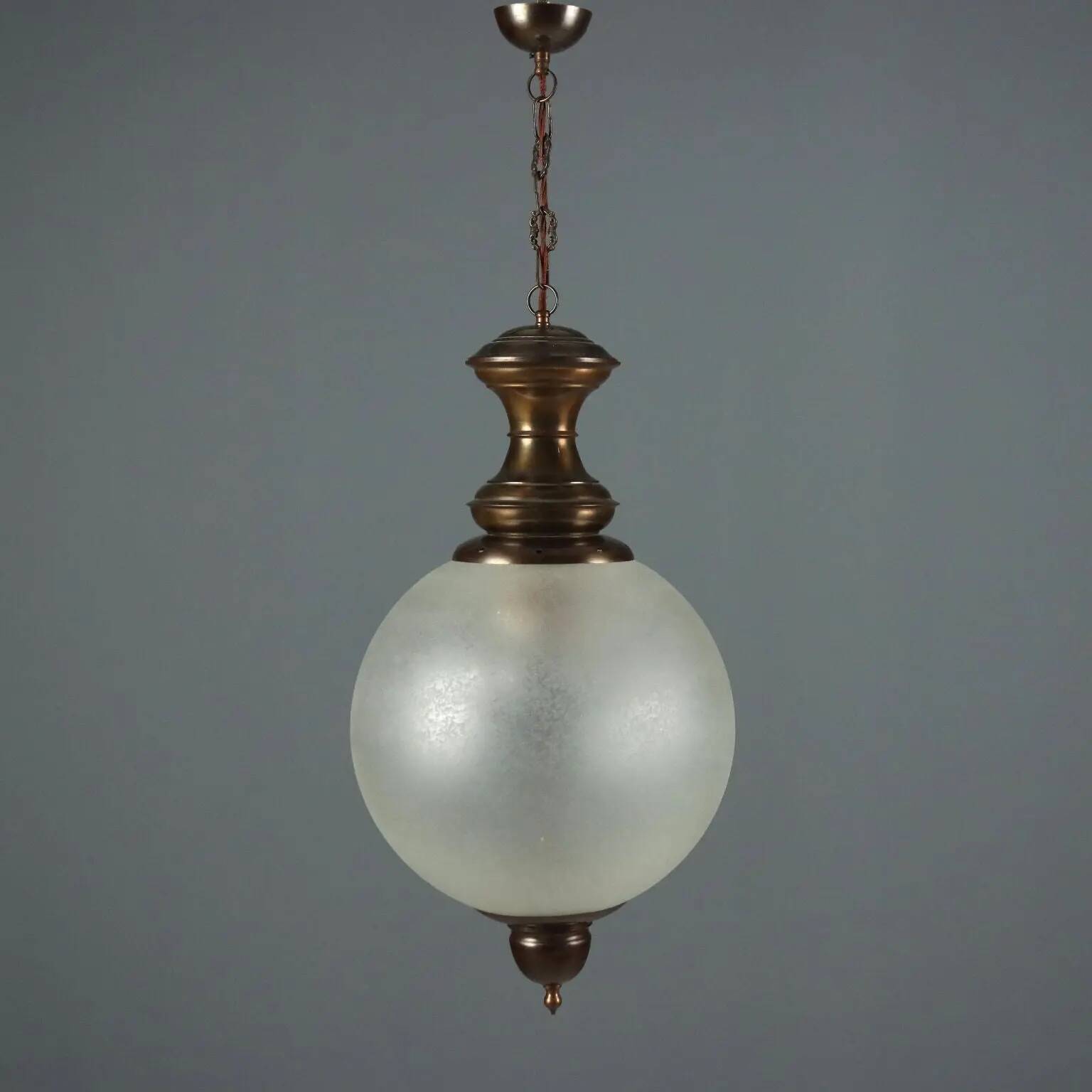 Vintage brass and glass pendant, Italy, 1960s