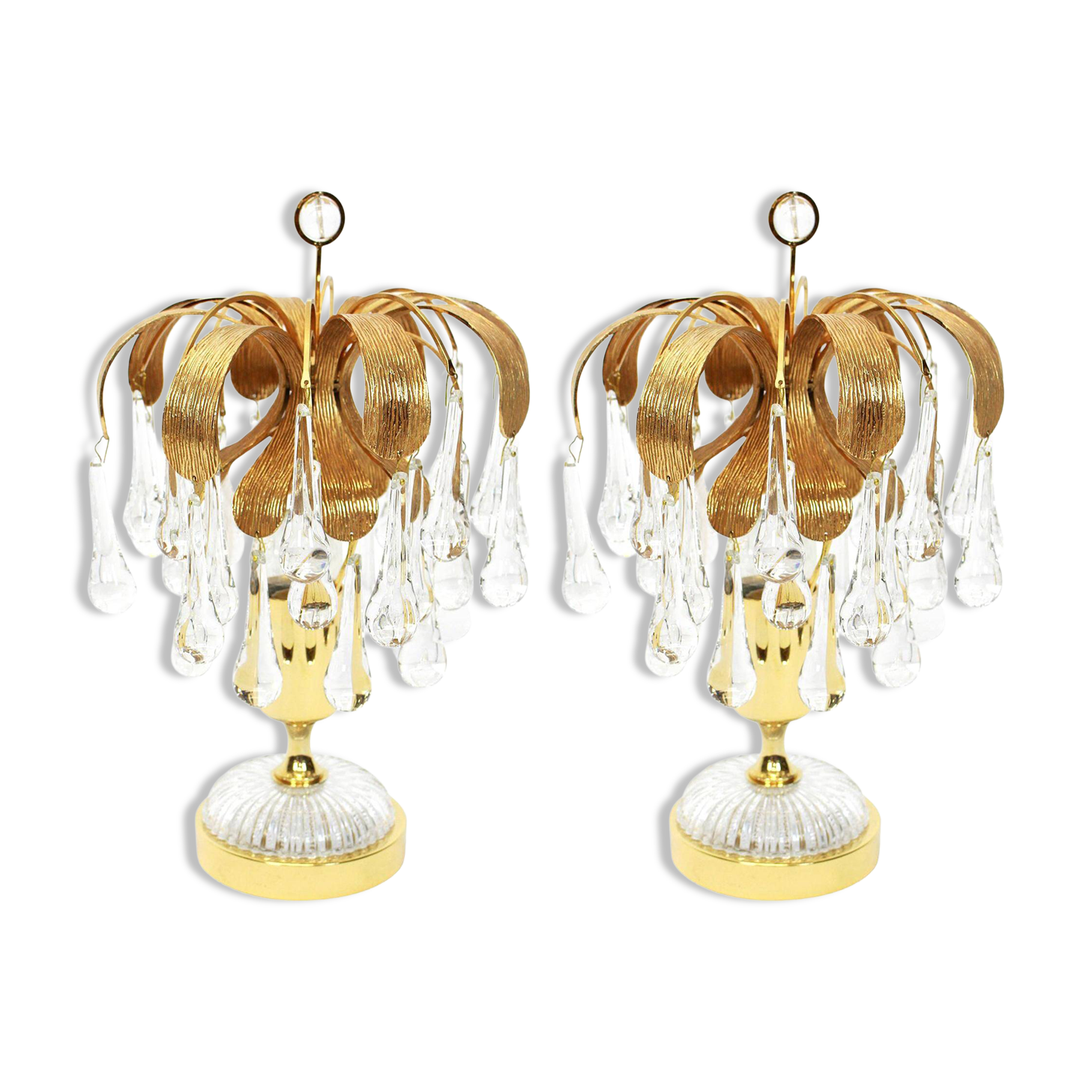 Pair of Murano glass table lamps in the shape of a drop by Palwa, Germany, 1960s.