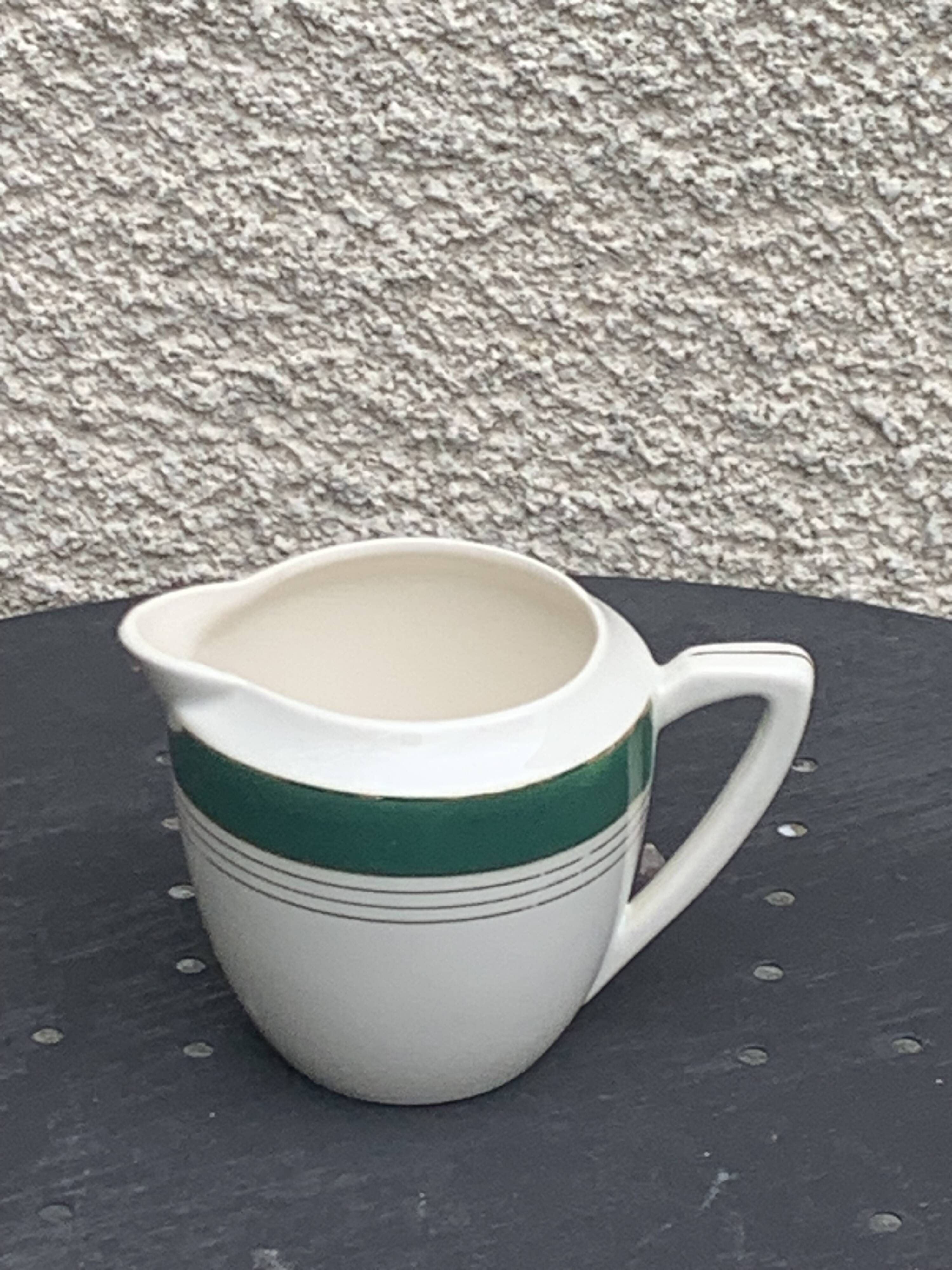 Coffee maker, milk jug and sugar bowl, Lumière, Digoin and Sarreguemines models