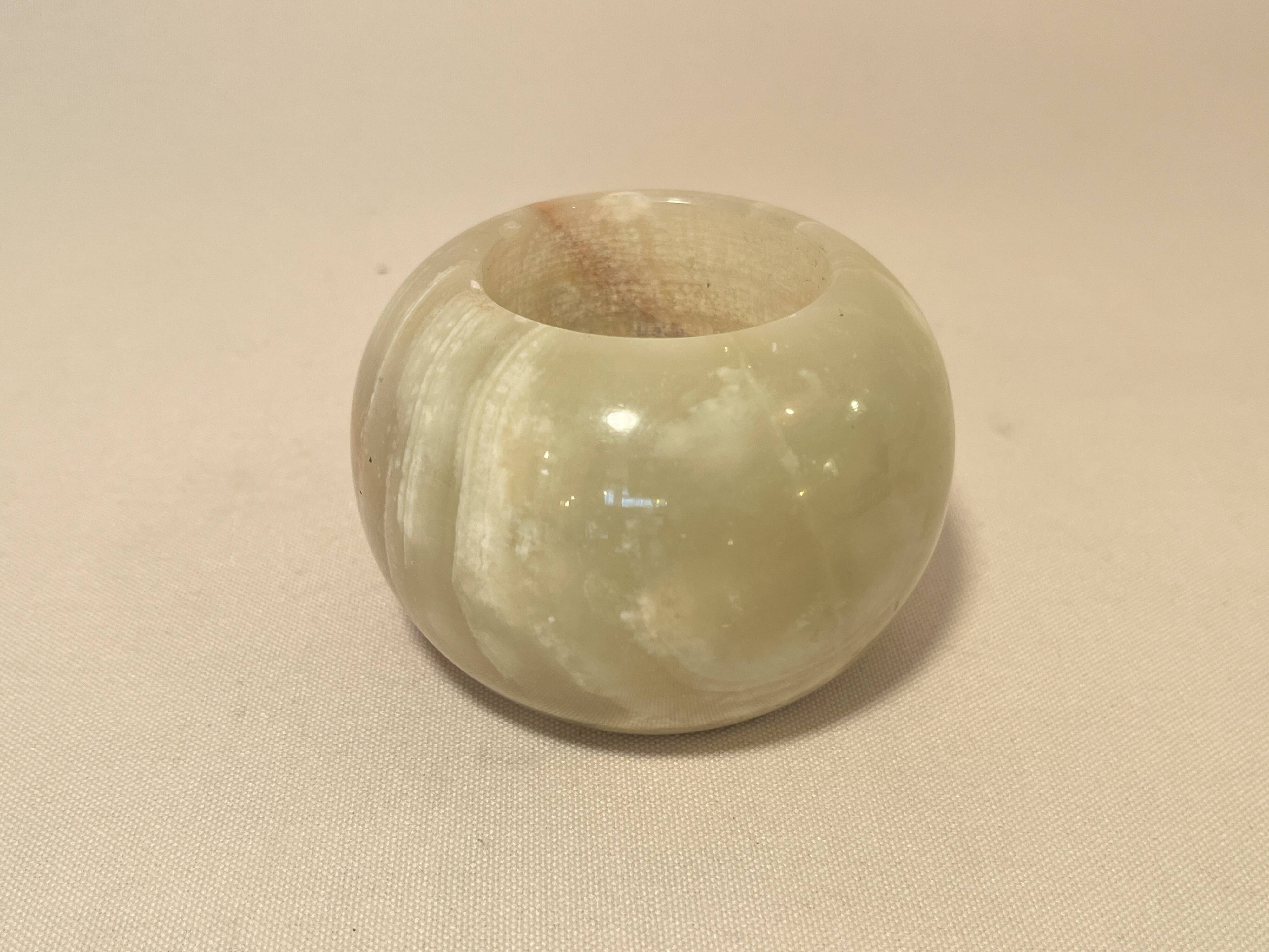 Vintage brown green onyx round candle holder 1070 tealight holder