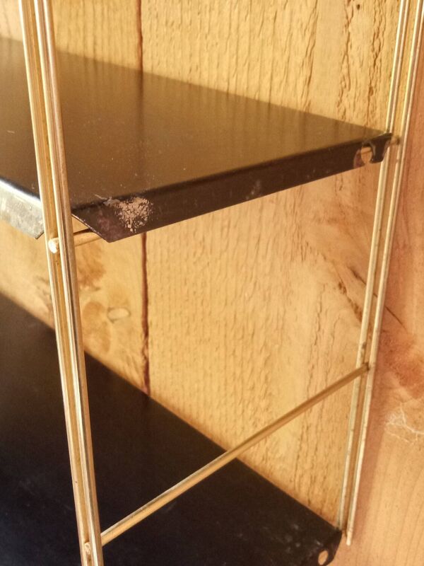 Étagère string en métal noir, années 50-60