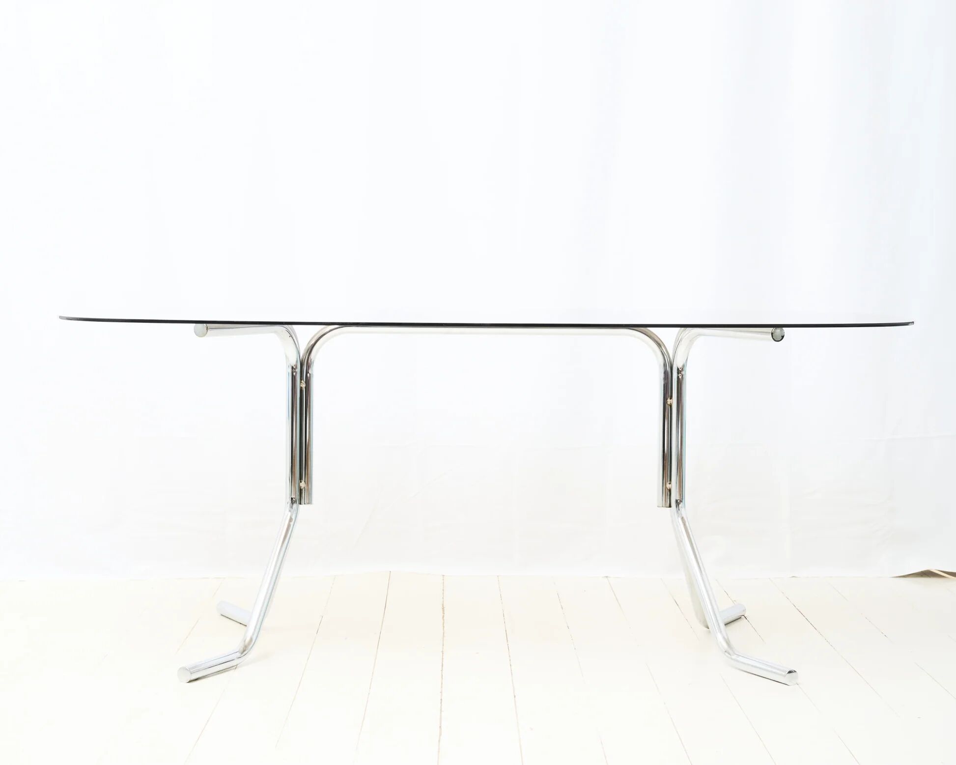 Dining table with tubular chrome base, 1970s