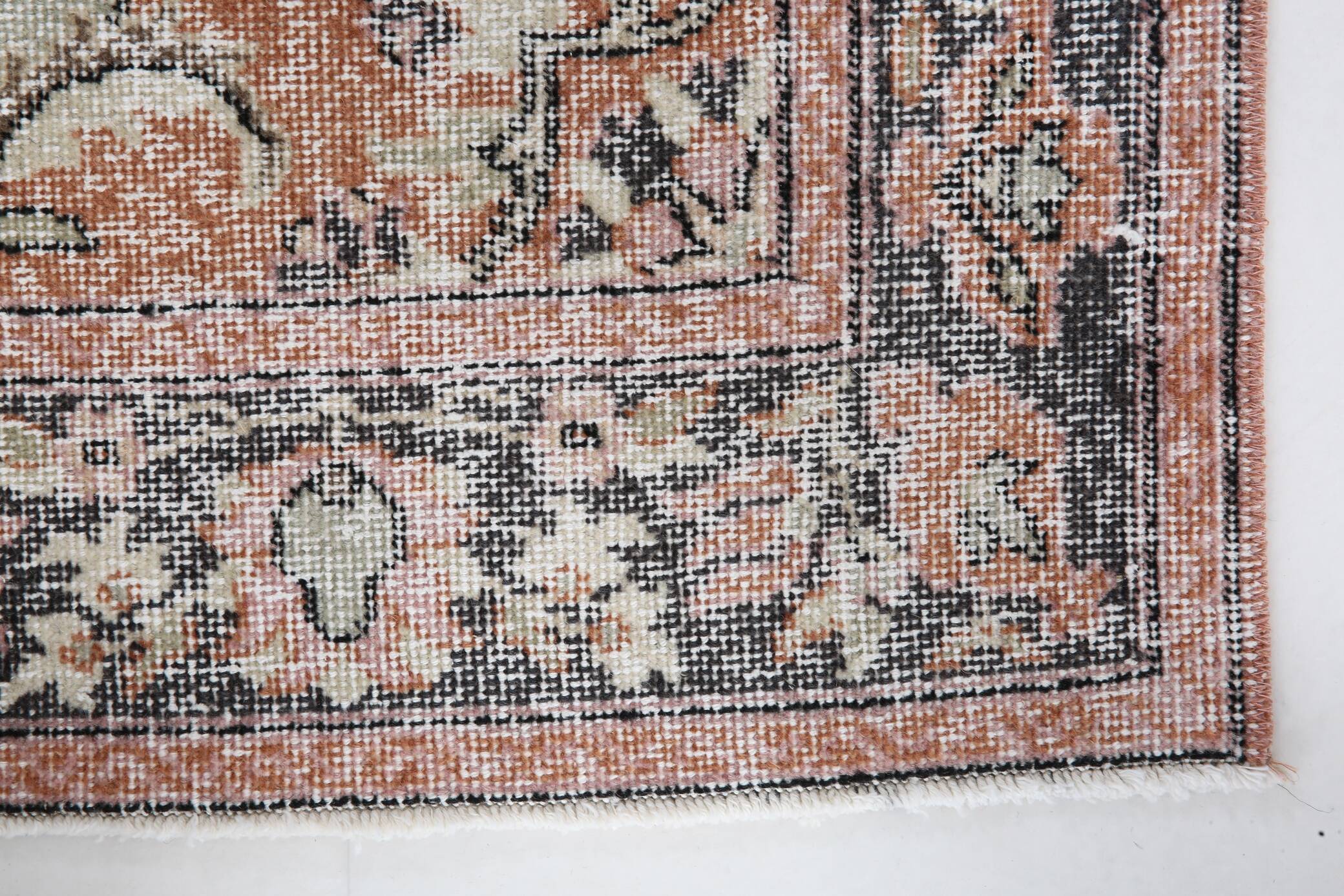 4x7 Antique Brunt Orange Brown Turkish Vintage Rug, 113x202Cm