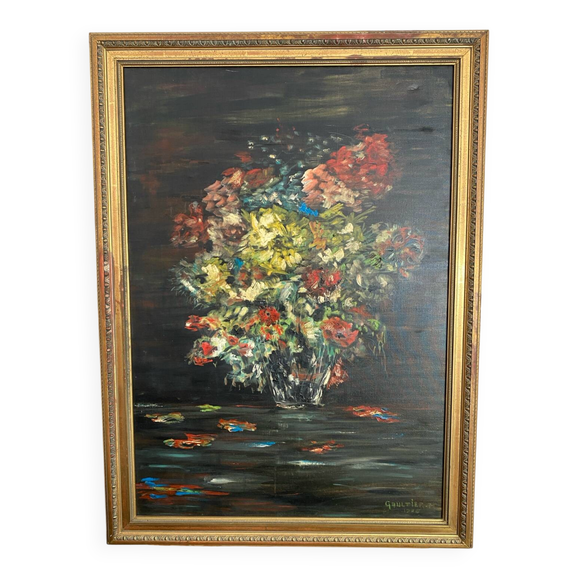 Oil on canvas, still life, framed, large format, Gaultier M