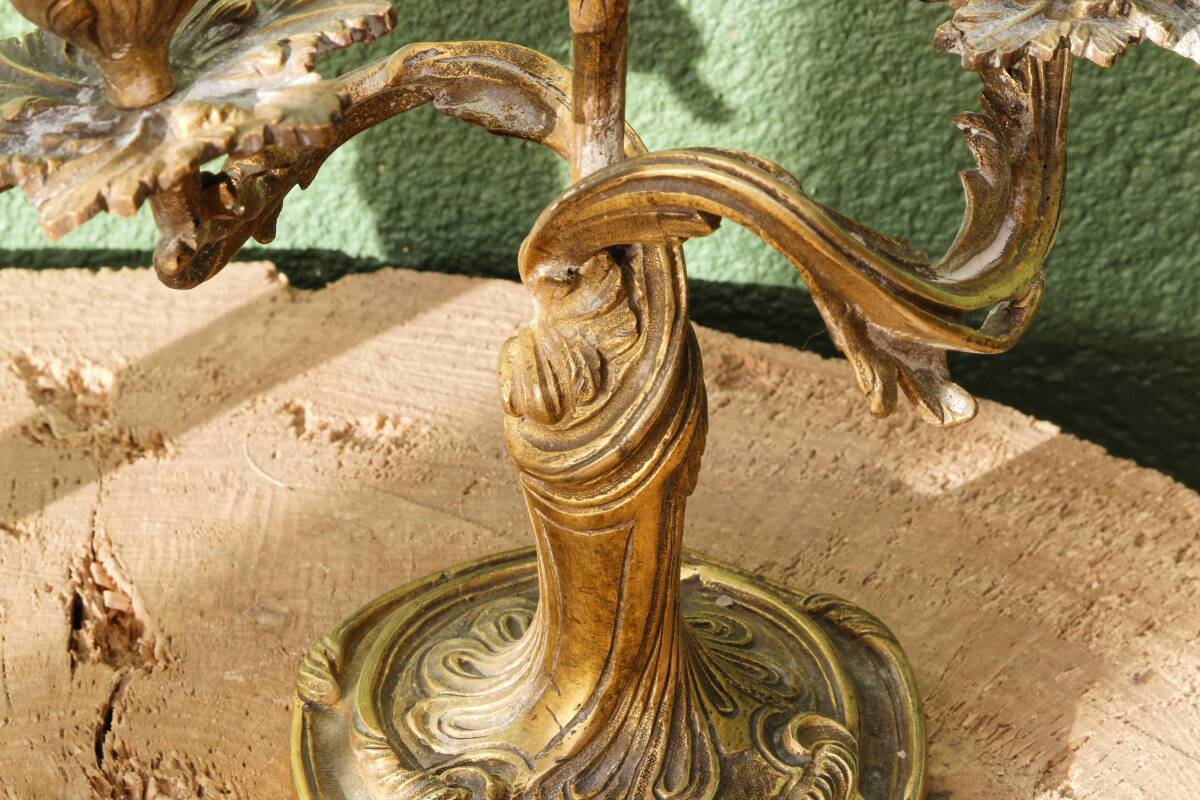 Pair of bronze candlesticks, rococo, 2 lights