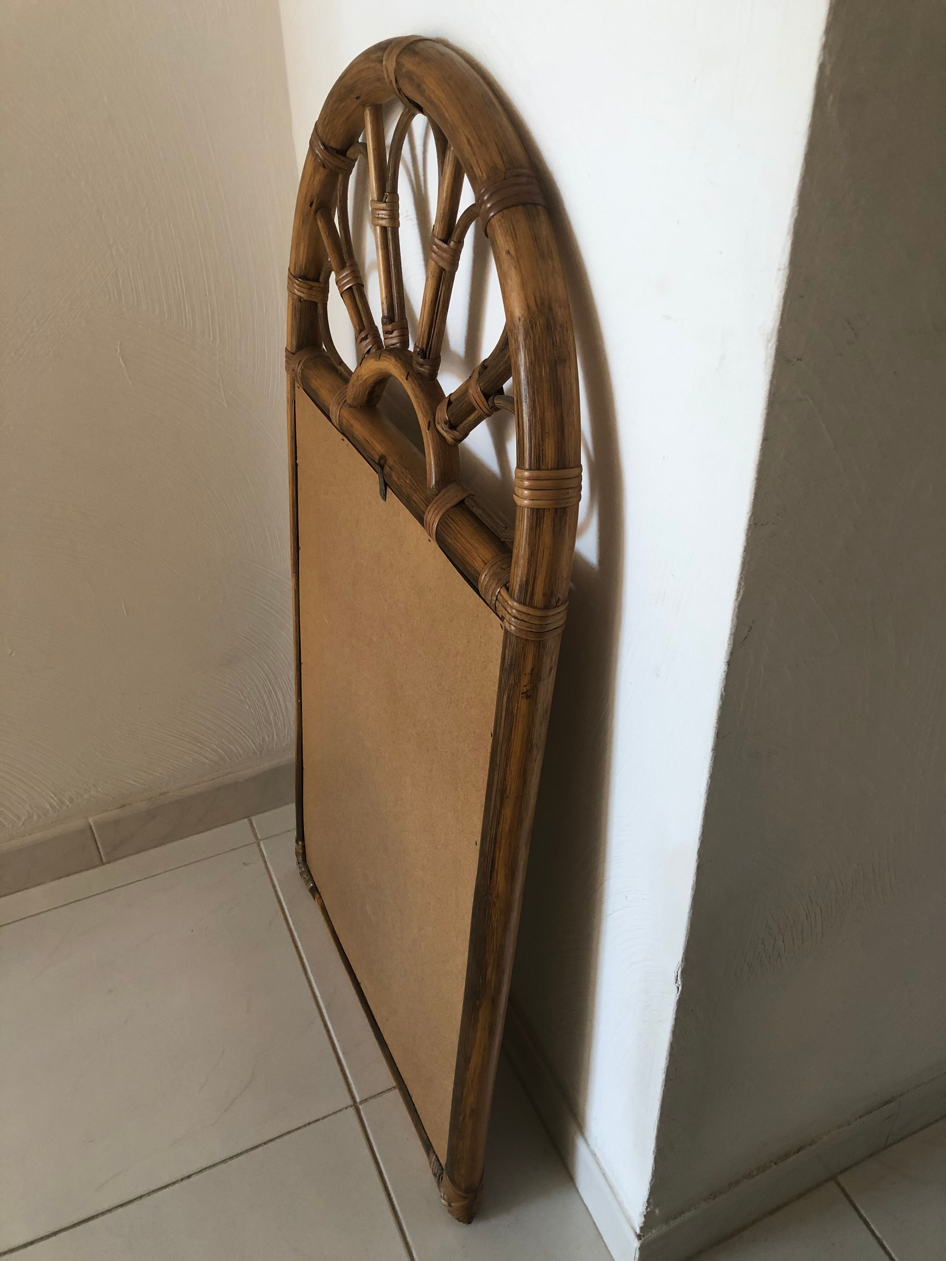 Rattan mirror and vintage bamboo  50x100cm