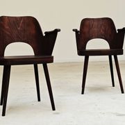Pair of wooden armchairs by Lubomir Hofmann for Ton (Thonet), 1960