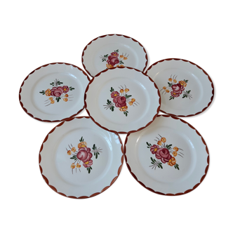 Lot de 6 assiettes plates Longchamp (non estampillées)