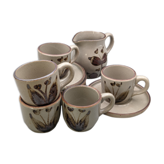 set 5 cups arnon sandstone with milk jar