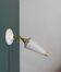 Vintage tulip wall lamp in white opaline with gold trim