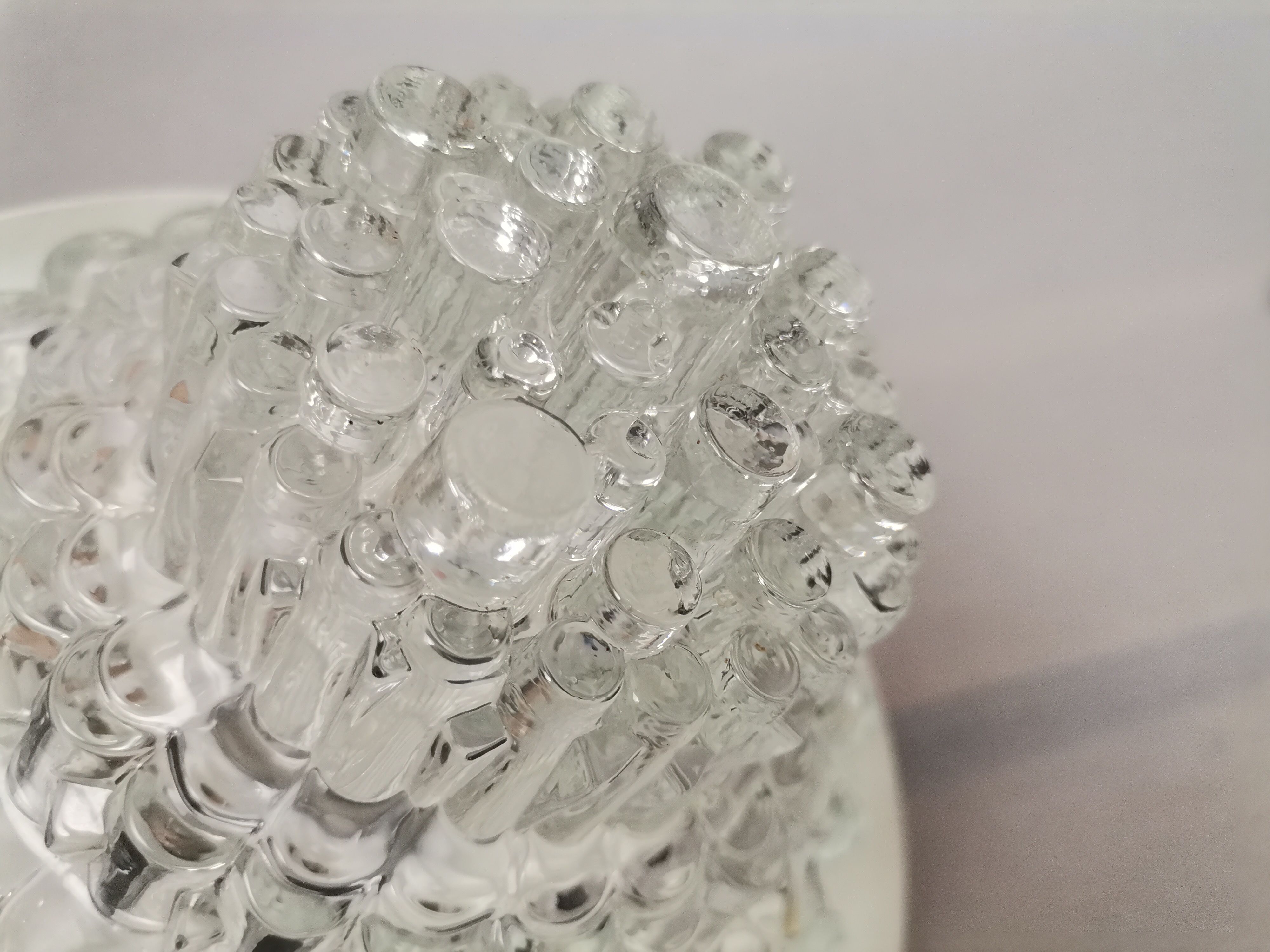 MidCentury Modern clear glass and copper colored aluminium hanging lamp, 1960s