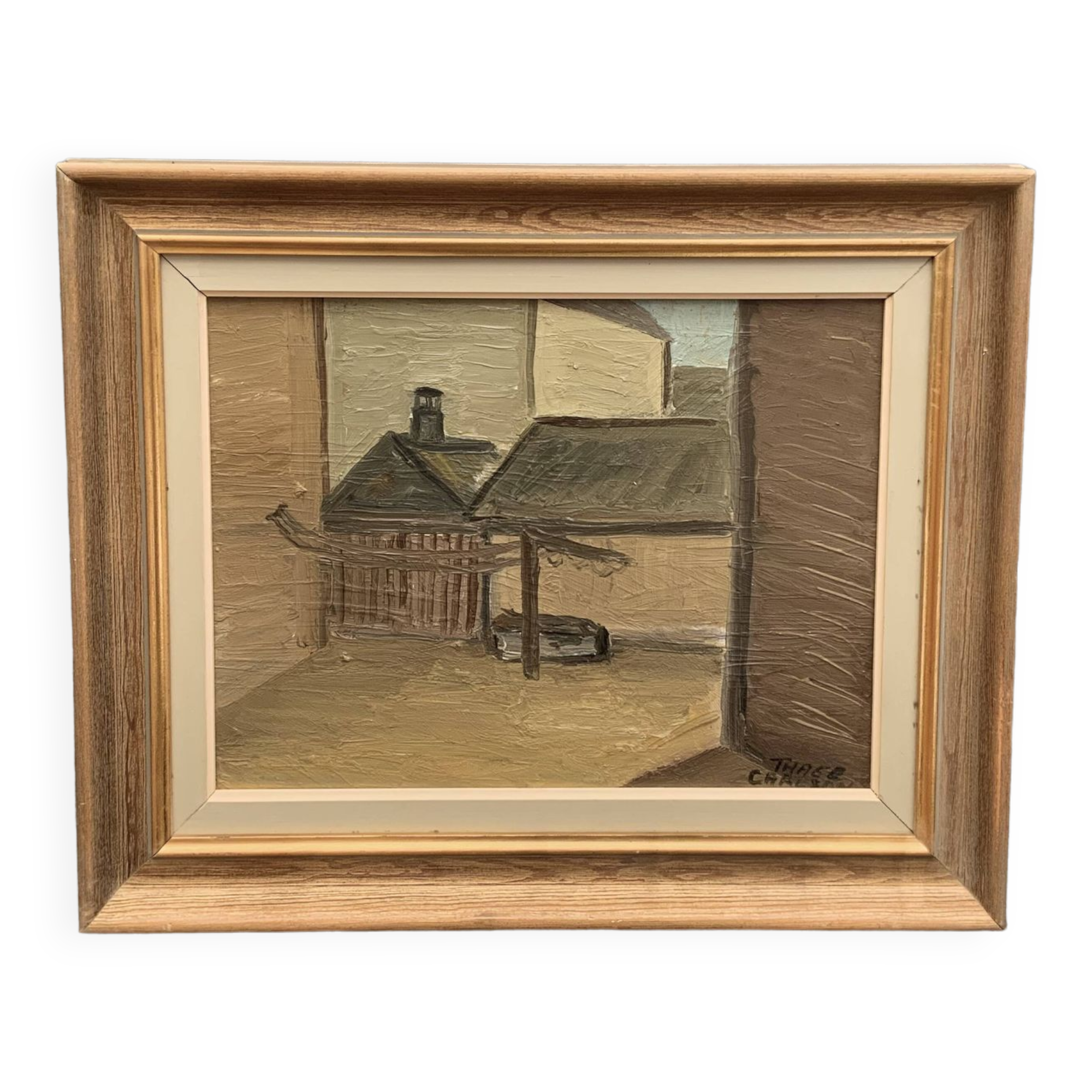 Modernism Mid-20th century Oil Painting Cityscape  by Thage Carlson 1960s