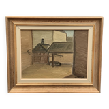 Modernism Mid-20th century Oil Painting Cityscape  by Thage Carlson 1960s