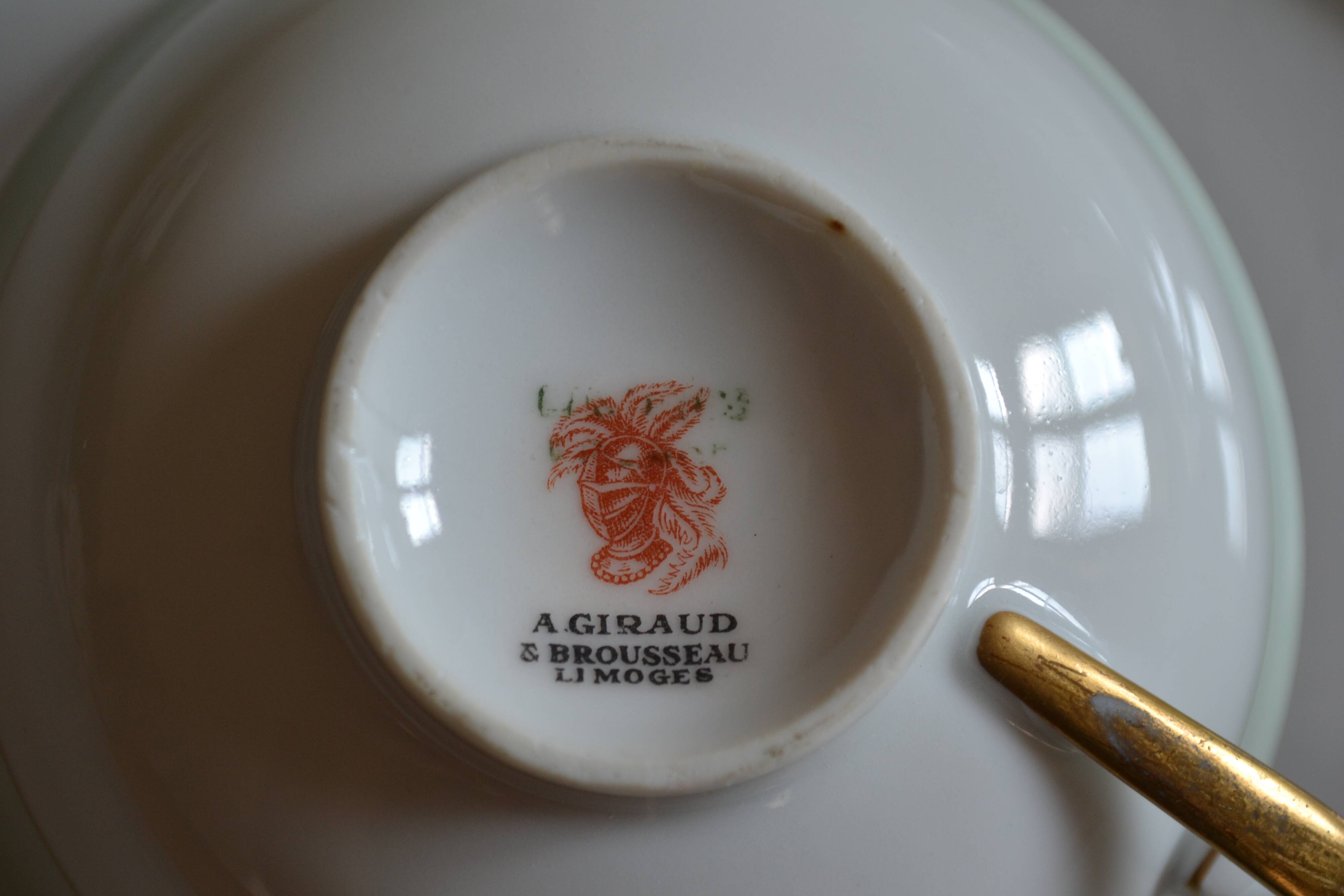 Service à thé ou à café porcelaine de Limoges A. Giraud & Brousseau 1940