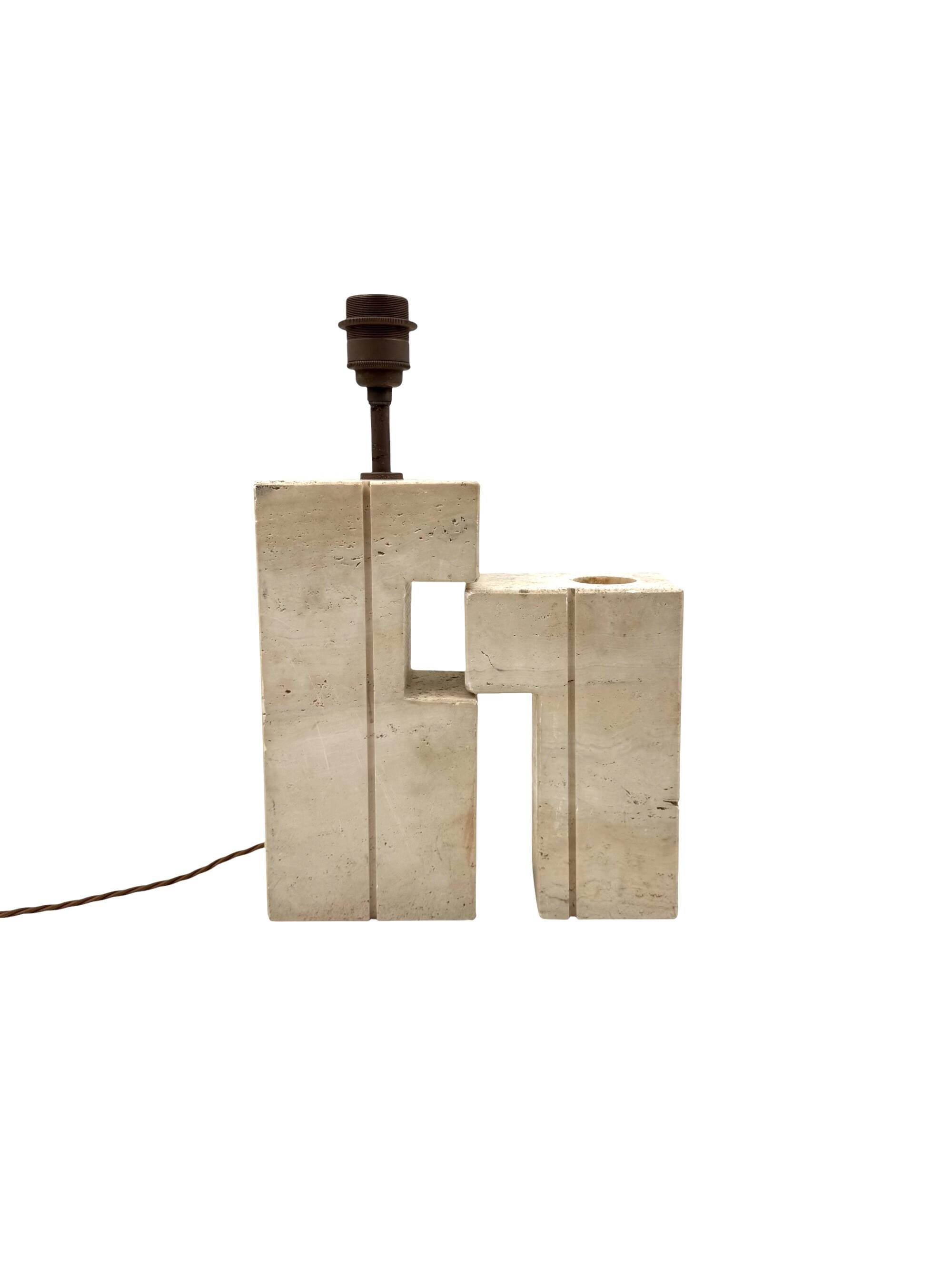 Mid-century modern travertine table lamp, Nucleo Sormani Italy 1960s