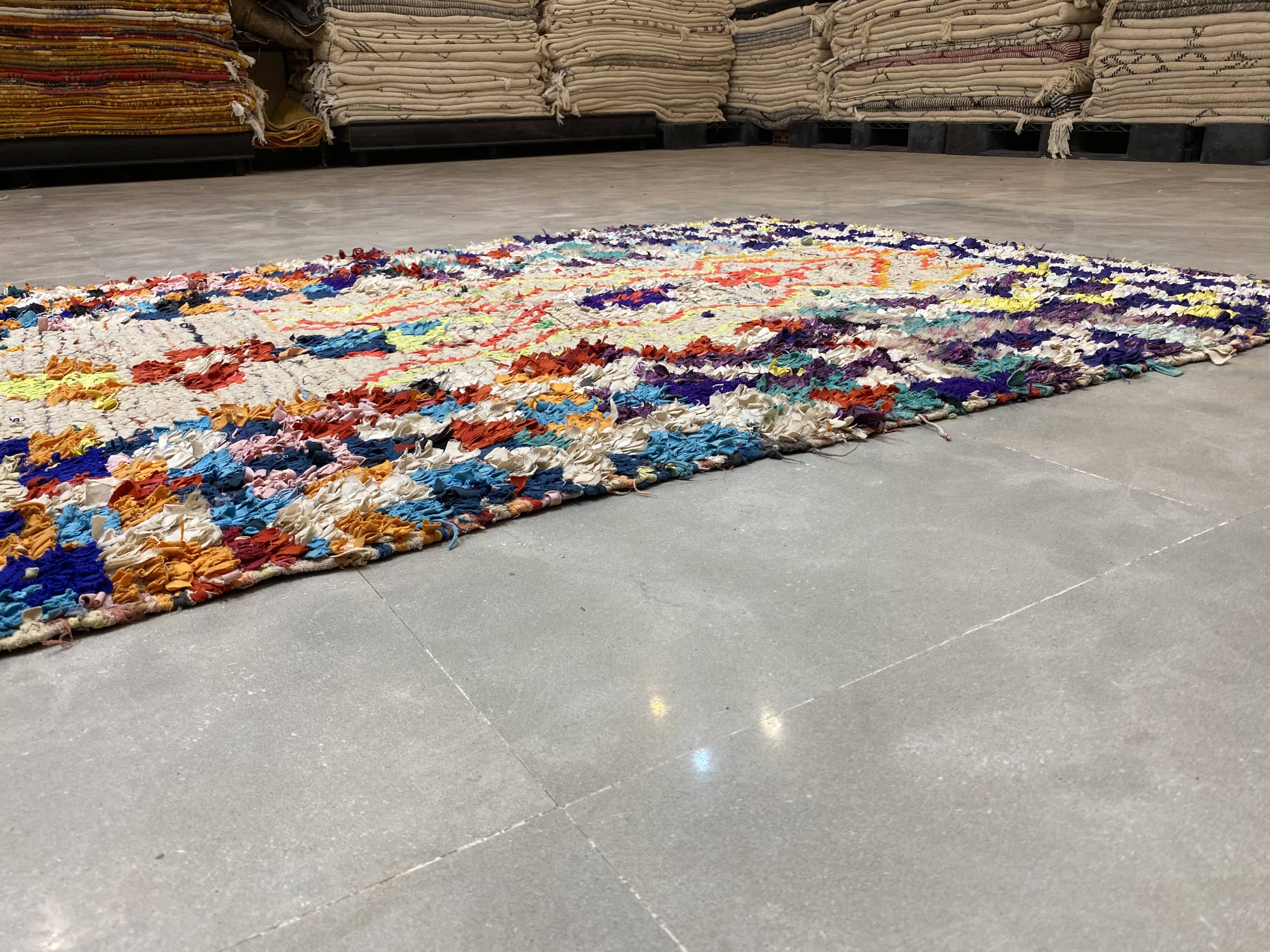Multicolor carpet in boucherouite fabric 140x220cm