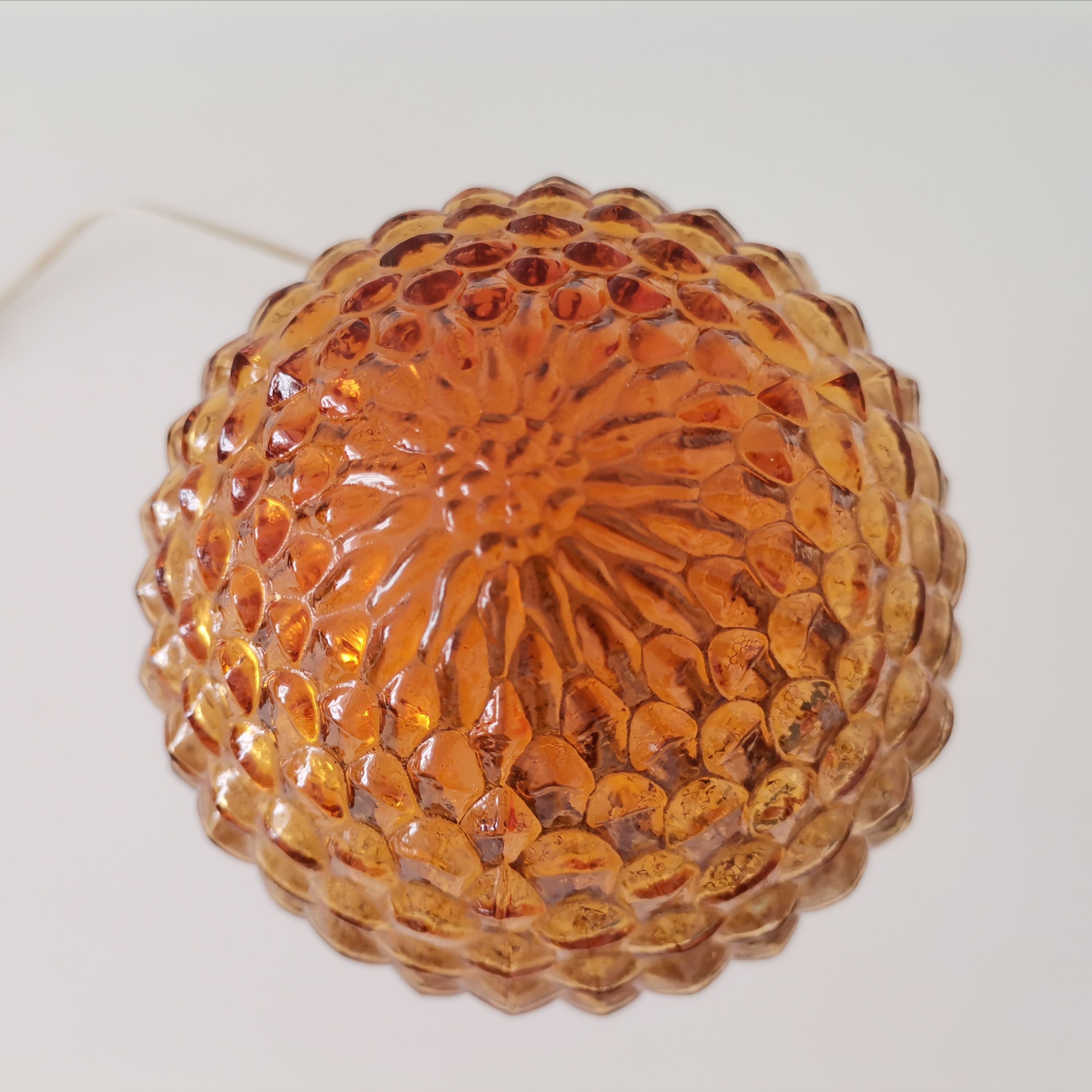 Chrome and amber glass lamp