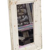 White Mirror Old Teak Wood Patina