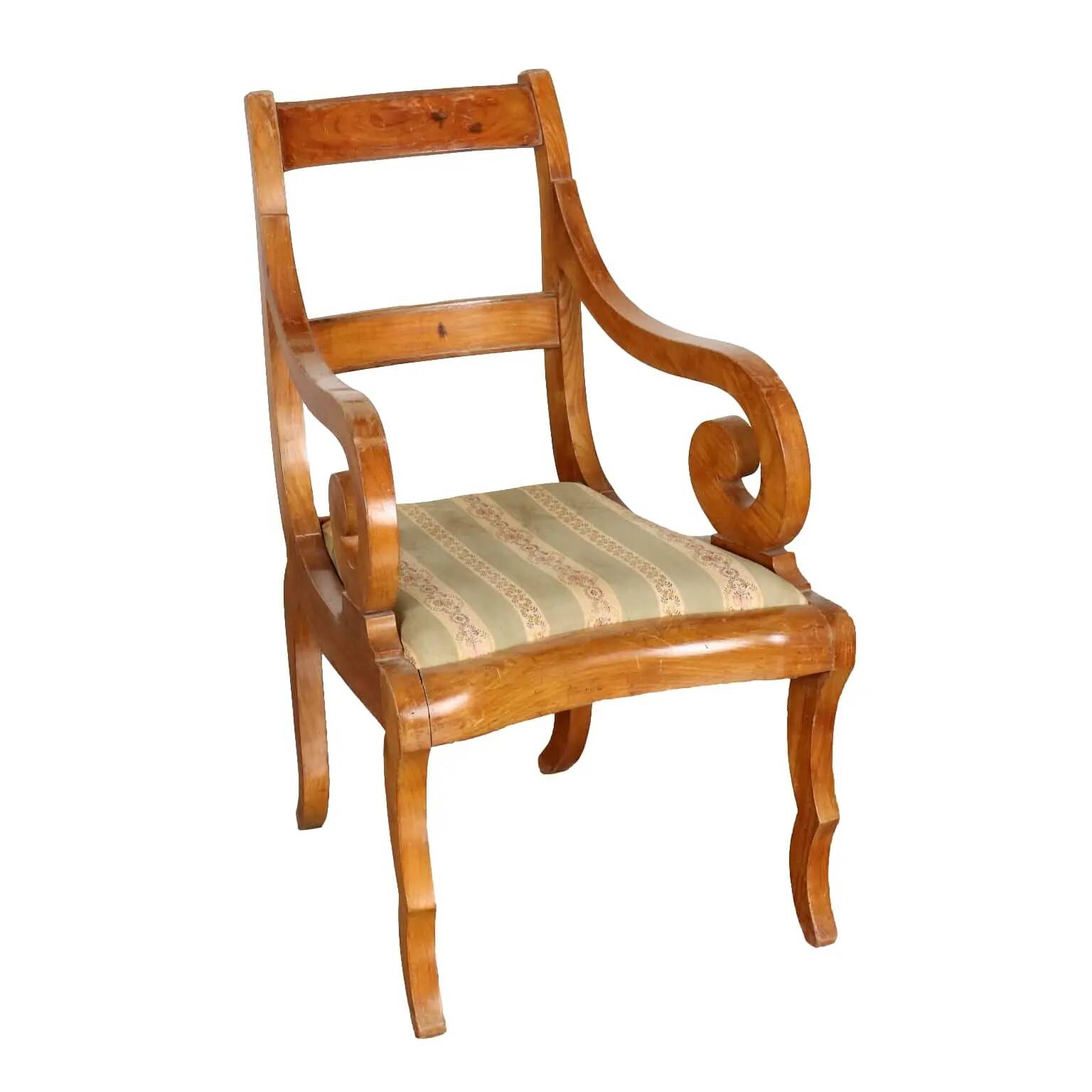 Louis-Philippe antique armchair in cherry wood, Italy, 19th century
