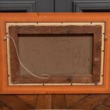 Oil on canvas seaside beach 1930 golden frame