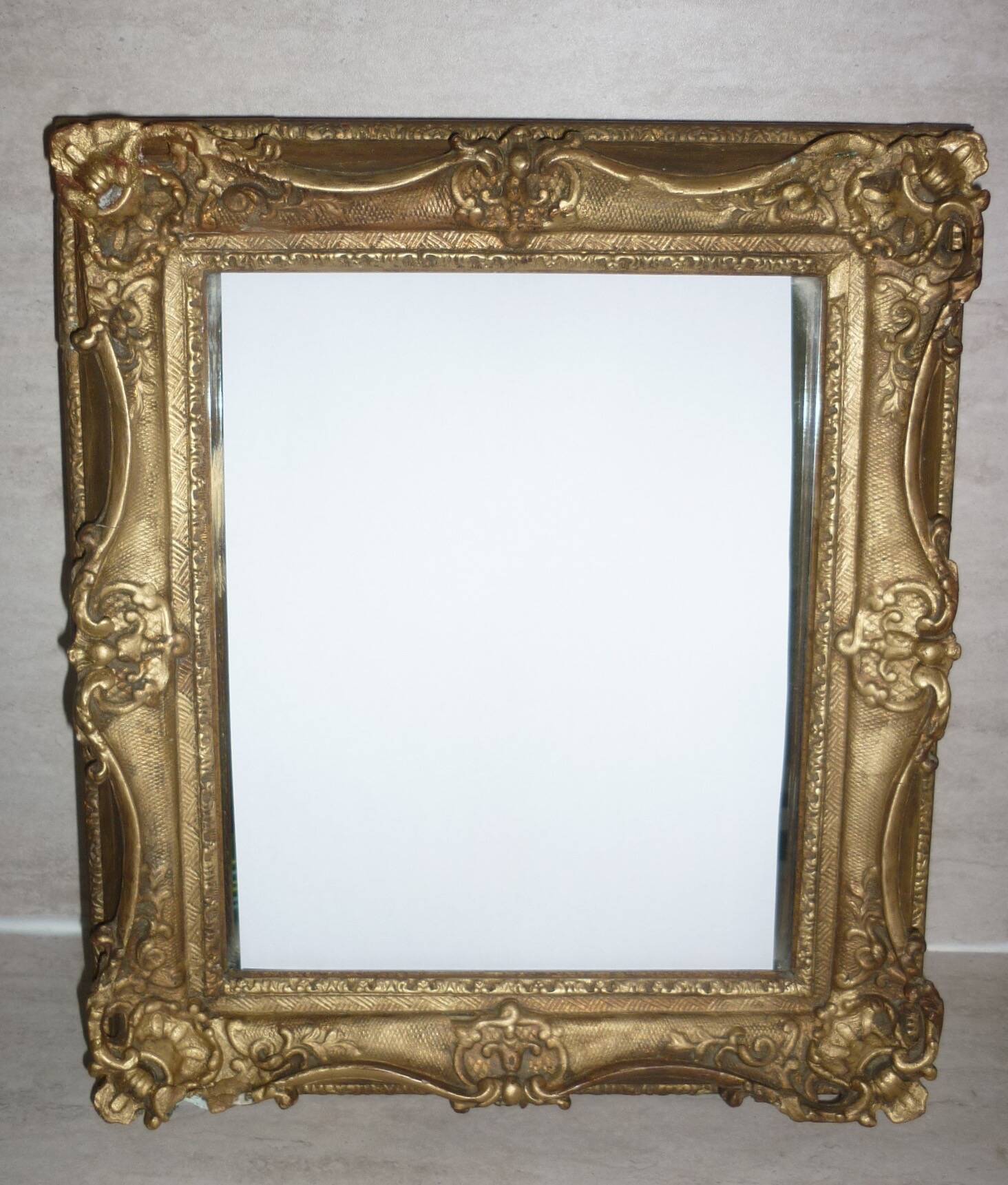 Wooden mirror and gilded stucco rocaille style 33x29
