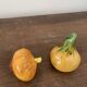 Vintage barbotine pepper and salt shaker in the shape of garlic and onion