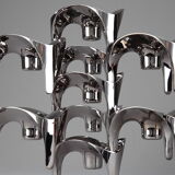 Set of 9 modular candle holders in chromed metal, nagel germany