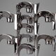 Set of 9 modular candle holders in chromed metal, nagel germany