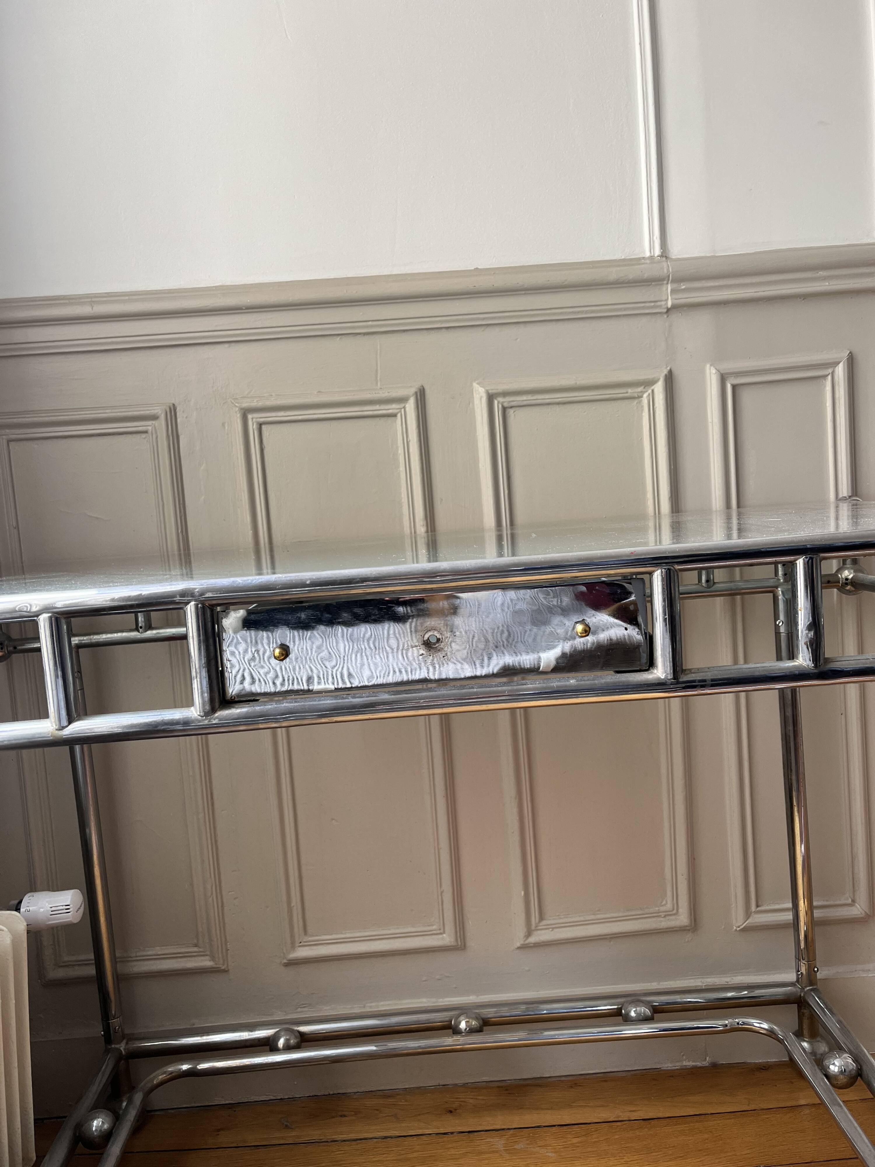 1970s vintage desk in metal/chromed steel