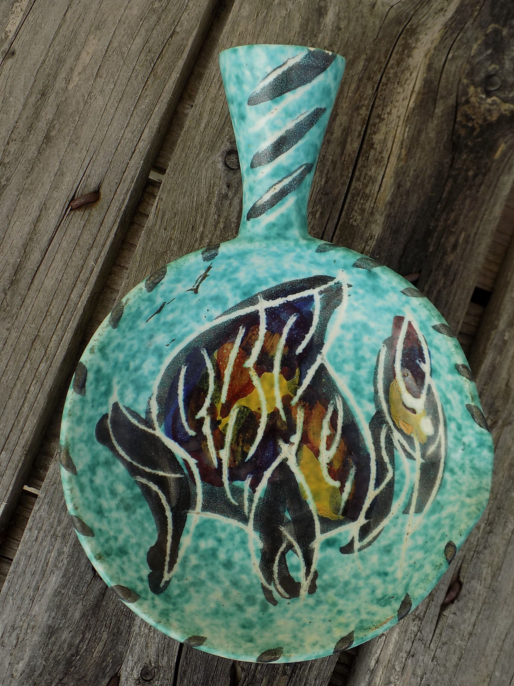 Vallauris fondue pot signed Borty, 1960s