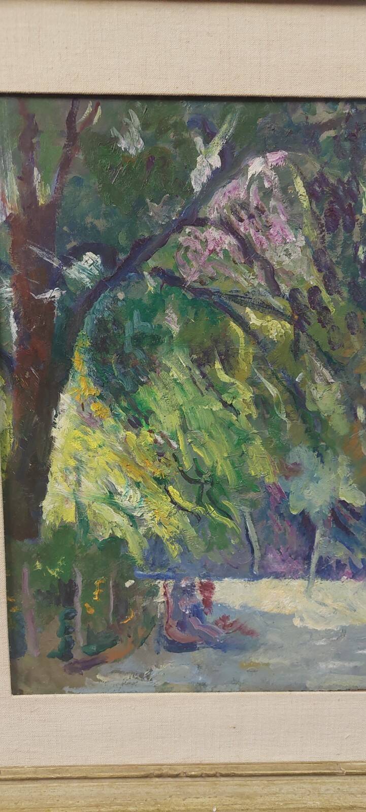 Oil painting on panel early 1900 landscape impressionist frame