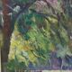 Oil painting on panel early 1900 landscape impressionist frame