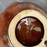 Red enamelled ceramic cup stamped vintage vallauris