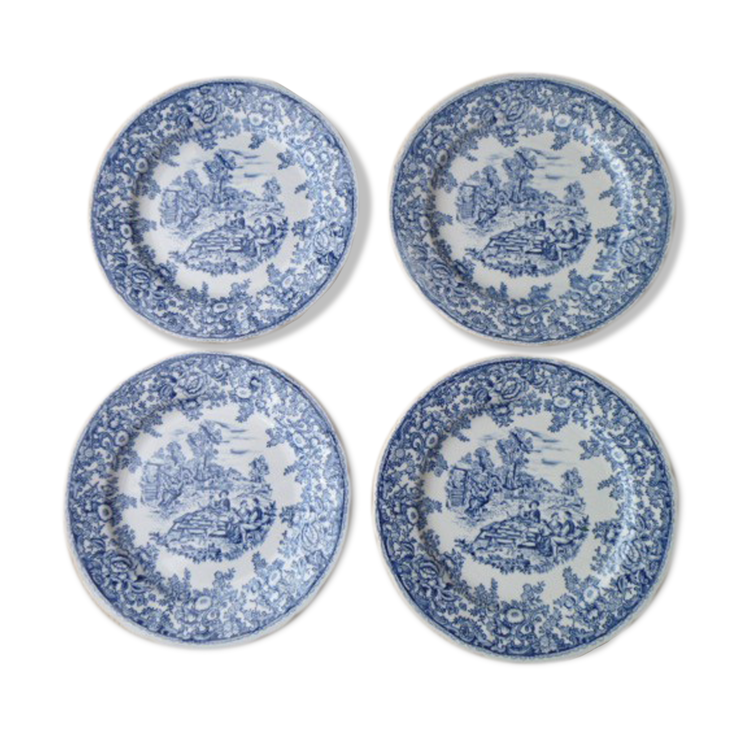 Set of 4 dessert plates in earthenware " English Style "